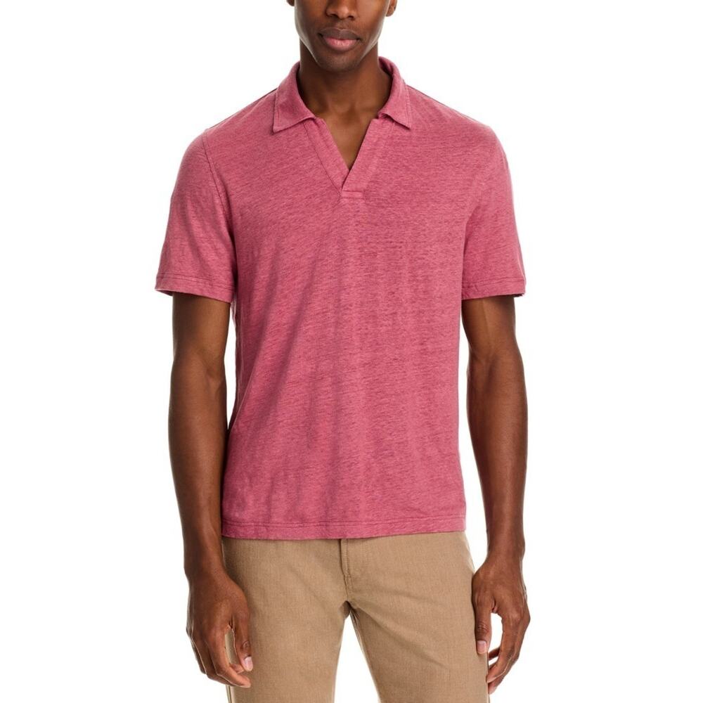 The Men's Store at Bloomingdale's Johnny Collar Linen Polo, Fire, Size M 0563